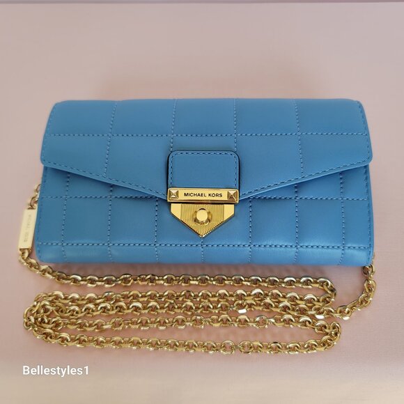 MICHAEL KORS Soho Quilted Large Wallet on Chain Crossbody- South Pacific color⭐ - Picture 6 of 16